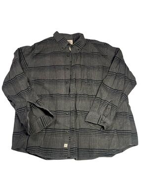 Blake Shelton x Lands End Men’s XXL Gray Plaid Button Front Flannel Shirt Cotton